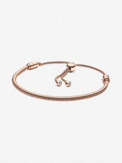 Pandora Pulsera Pandöra de Cadena de Serpiente con Cierre Deslizante recubierto en oro rosa