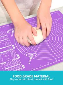 1pc Non-Stick Baking Mat, Dough Rolling Mat, Anti-Stick Pastry Kneading Mat With Scale Markings, EVA Non-Stick Baking Mat, Suitable For Pastry, Baking, Rolling And Kneading, Soft And Rollable, Home Kitchen DIY Baking, Christmas, Kitchen Accessories - Purple - View 4