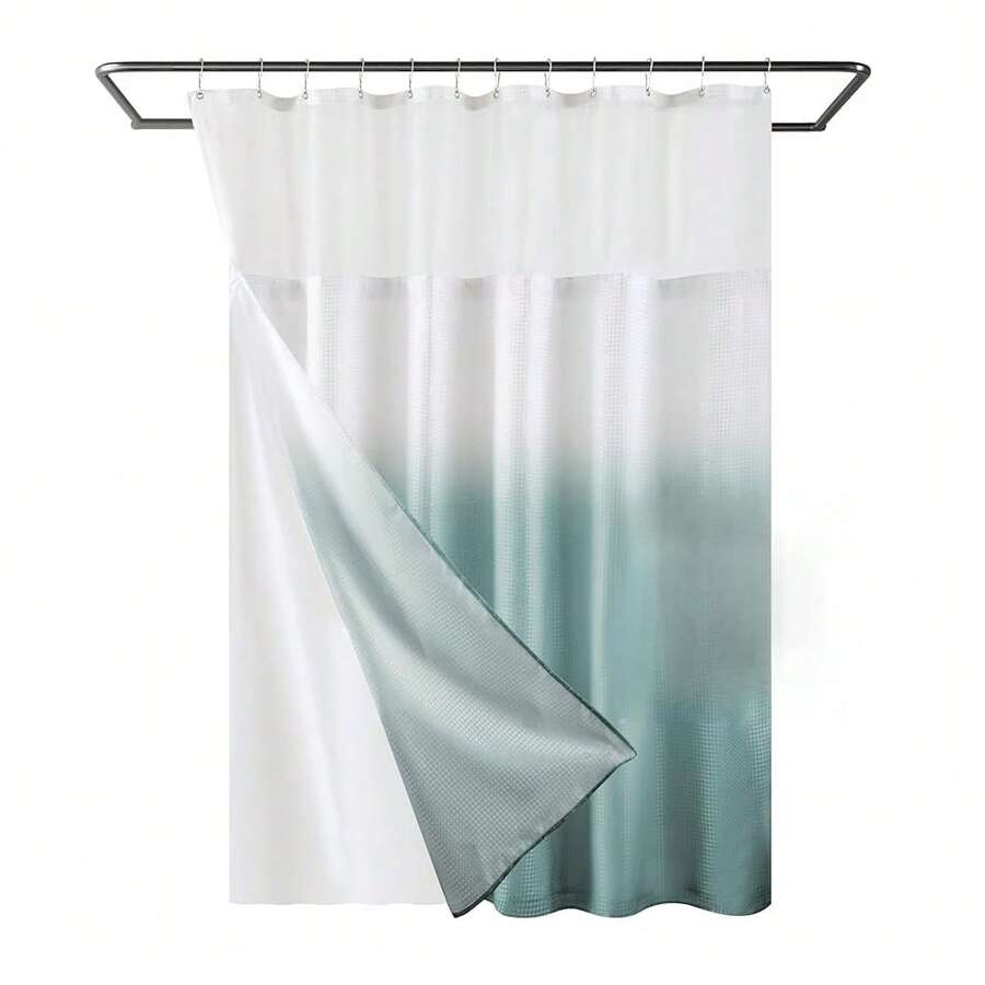 YI & ZE Waffle Weave Shower Curtain With Snap-In Fabric Liner Set, Hotel Style, Slub Textured Shower Curtain, 12 Metal Hooks Included, Waterproof & Washable Heavyweight Fabric, Teal, 72" W X 72" H{"Color_name":"WaffleTeal","Size_name":"72\"Wx72\"L(Packof1)"} - 多色4 - 查看 1