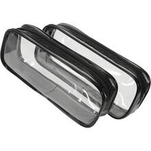 Tofficu Juego De 2 Estuches Transparentes De Pvc Con Cremallera, Lapicera Transparente Para LáPices, Gran Capacidad, Resistente Al Agua, Para Escuela, Oficina Y Viajes - Negro - - Ver 4