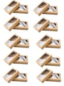 20件/10件/1件带透明窗口的方形糕点礼盒。尺寸为7*4.3*1.5英寸，这些是黑面包零食盒，是适合包装甜点、甜甜圈、馅饼、糖果、蛋糕、松饼和马卡龙的优质礼品盒。