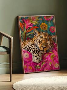 1pc Vintage Walking Tiger Wall Art Black And White Tropical Animals Canvas Print Minimalist Exotic Wall Art, Funny Tiger In Bathtub Wall Art, Sleeping Leopard Colorful Wall Art,Bedroom Decor, Living Room Decor, Office Decor, Bathroom Decor,Wall Arts, Wall Decor, Home Decor, Room Decor, Canvas Wall Art, Posters, Wall Art With Frame, Optional Frame ﻿ - Multicolor - View 6