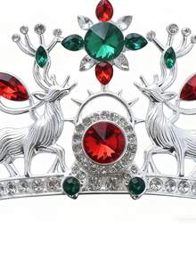 1pc Elegant Royal Deer Antler & Leaf Branch Crown - Shiny - Green, Red, Gold, White And Transparent Decorative Headpiece - Christmas, New Year Or All Year Round Formal Party Crown, Suitable For Women - Durable Comfortable Design, Suitable For Themed Events, Balls And Casual Outfits - Perfect Match For Christmas Party Outfits And Holiday Celebrations - Deer Shaped Headpiece Crown