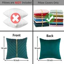 Navy Blue Velvet Throw Pillow Covers 18 X 18 Inch Pack Of 2 With Gold Leather Decor For Couch, Luxury Modern Pillowcases For Living Room, Bedroom Sofa Cushion Bed - 孔雀藍 - 查看 10