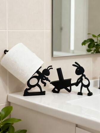Creative Ant Toilet Paper Holder With Cart - Cute Black Ant Model, Bathroom Tissue Organizer / Funny Decor / Kawaii Paper Roll Stand For Home/Office, Bathroom/Kitchen/Laundry Room, Halloween/Christmas/Thanksgiving, Fall, Gifts For Friends/Family, Novelty Animal Theme (Bathroom Decor/Cute Organizer/Funny Home Accessory/Gag Gift/Ant Decor/Unique Gift Idea)