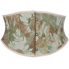 SHYMMUO Women Floral Underbust Corset Belt Lacing Up Waist Trainer Corset Top For Renaissance Steampunk Pirate Costume{"Size_name":"Large","Color_name":"Green"} - 綠色大 - 查看 1