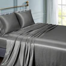 Silky Soft Pink Twin XL Satin Bed Sheets Set, 1 Deep Pocket Fitted Sheet + 1 Flat Sheet + 1 Pillowcase,  In 2025 - 灰色 - 查看 2
