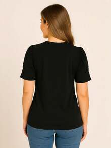 Women's Princess Puff Sleeve Blouse - Black - View 3
