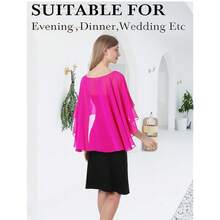 Baoqiya Women's Capelet Shawls And Wraps For Evening Dresses Soft Bridesmaid Shawl Chiffon Cape Wedding Cover Up{"Color_name":"Rose"} - rose - 查看 6