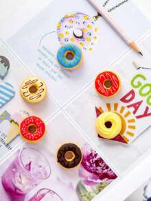 6pcs (Random Color & Style Assorted) Candy Color Donut Erasers Set, Student Erasers, Stationery & School Supplies