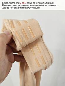 加厚保暖硅胶防滑袜，弹力十足，专为高个女性设计，显瘦不透明过膝长袜，暖黑色/肤色，柔软舒适，适合秋冬季节，温暖舒适 - 杏色 - 查看 8