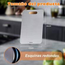 Tabla de cortar de acero inoxidable Tabla de cortar de cocina para carne, fruta y verdura Tabla de cortar multifuncional de cocina 34 * 23cm Mediana 34 * 23cm - 18 cm de largo x 15 cm de ancho - Ver 6