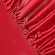 Silky Soft Pink Twin XL Satin Bed Sheets Set, 1 Deep Pocket Fitted Sheet + 1 Flat Sheet + 1 Pillowcase,  In 2025 - 紅色 - 查看 7