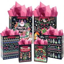 Qiqee 10PCS Christmas White Bags With Pink Polar Bear Design