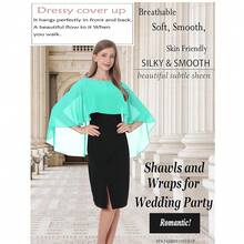 Baoqiya Women's Capelet Shawls And Wraps For Evening Dresses Soft Bridesmaid Shawl Chiffon Cape Wedding Cover Up{"Color_name":"Aqua"} - Aqua - 查看 5