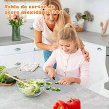 Tabla de cortar de acero inoxidable Tabla de cortar de cocina para carne, fruta y verdura Tabla de cortar multifuncional de cocina 34 * 23cm Mediana 34 * 23cm - 18 cm de largo x 15 cm de ancho - Ver 3