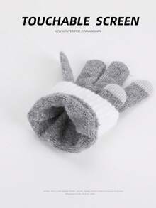 1 Pair Knitted Knitted Gloves, Warm Touchscreen Gloves For Women & Men, Thermal Lined, Autumn/Winter