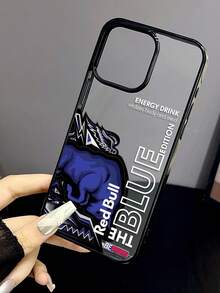 标语 1 件红牛蓝色版能量饮料设计独特印花手机壳兼容 iPhone17 Pro Max /17 Pro /17/16 Pro Max/16 Pro /16/15 Pro Max/15 Pro/15 /14/13/12/11，黑边 TPU 防震、防水、防尘高品质一体式手机保护壳