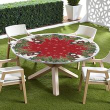 Water-Resistant Round Tablecloth With Elastic Edge For 40-44" Tables - Gift-snowman Tree - View 9