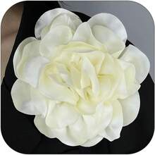 Exquisite Satin Rose Brooch, Elegant Camellia Large Brooch Lapel Pin, Suitable For Women's Weddings, Parties, Proms, Banquets, Dresses, Formal Wear Accessories, Jewelry Gifts (Gold): Clothing, Shoes, And Jewelry - 米色 - 查看 6