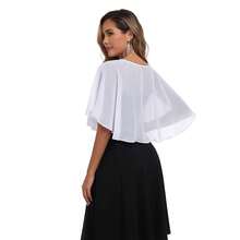Women's Soft Chiffon Capelets Shawls And Wraps For Evening Wedding Cape Bole Cover Up{"Color_name":"Ivory"} - Gading - View 7