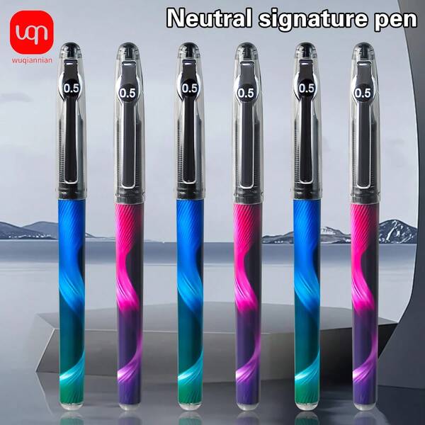 WUQIANNIAN 3/6pcs 0.5mm Color Series Pen Black Ink Waterproof Quick-Drying Ink High Water Resistance Office Essential Minutes Pen Back To School Season
