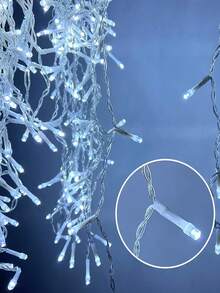 Solar Snowflake Icicle String Lights, 97/160 LED 16/27 Strands Christmas Lights For Indoor/Outdoor, IP65 Waterproof With 8 Modes Eave Lights, Suitable For Christmas, House, Garden, Trees, Yard, Stairs, Roof,Festival ,Party Decorations (Warm White/Multicolor/White)