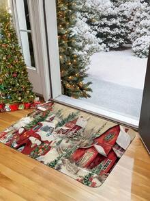 1 pieza Felpudo decorativo navideño, alfombra de entrada, alfombra de pasillo, adecuado para decoración navideña en cocina, sala de estar, patio, dormitorio, gran regalo de Navidad
