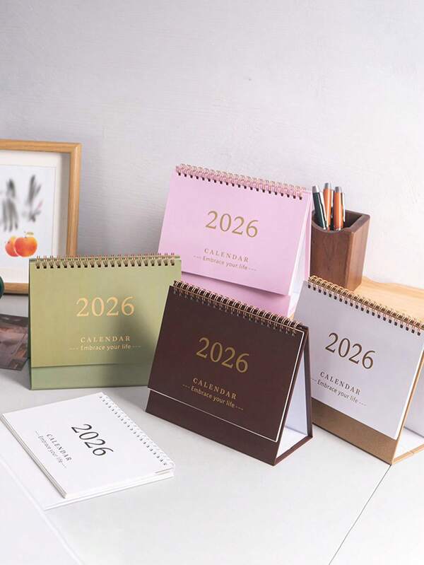 2026 Koreanischer Stil minimalistischer Tischkalender, Drahtheftung, geeignet für Zuhause & Büro vertikaler Kleinkalender, kreative Schreibtischdekoration, Planer & Notizblock, Englische Version
