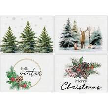 Set 4/6 covorașe roz de Crăciun, covorașe lavabile cu tema Moș Crăciun, brad roz, om de zăpadă, 30x45 cm