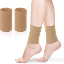 2 Pcs Ankle Gel Sleeve Padded Skate Guards Elastic Ankle Wrist Protector Brace Ankle Compression Sleeve Foot Support Socks Figure Skating Hockey Running Riding - Beige - View 2