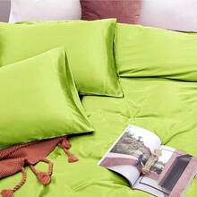 Silky Soft Pink Twin XL Satin Bed Sheets Set, 1 Deep Pocket Fitted Sheet + 1 Flat Sheet + 1 Pillowcase,  In 2025 - 青檸色 - 查看 5