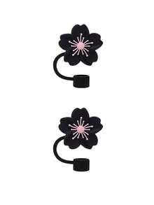Compatible With Stanley Cup Accessories 9Pcs Black Cue Straw Cover Cap For Cup 40 30oz Tumbler, 10mm Reusable Cute Drinking Straw Topper Accessories, Portable Protector Plugs Decorations Gifts For Party Cute Cartoon Straw Dust Cover, - 黑色 - 查看 10