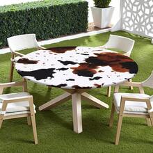 Water-Resistant Round Tablecloth With Elastic Edge For 40-44" Tables - Daily-cow Print - View 7