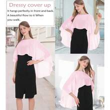 Baoqiya Women's Capelet Shawls And Wraps For Evening Dresses Soft Bridesmaid Shawl Chiffon Cape Wedding Cover Up{"Color_name":"Pink"} - 粉色 - 查看 3