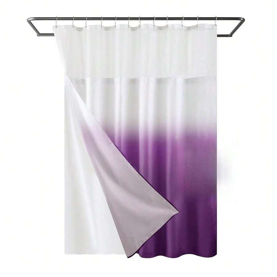 Waffle Weave Shower Curtain With Snap-In Fabric Liner Set, Hotel Style, Slub Textured Shower Curtain, 12 Metal Hooks Included, Waterproof & Washable Heavyweight Fabric, Purple, 72" W X 72" H{"Color_name":"WafflePurple","Size_name":"72\"Wx72\"L(Packof1)"} - 多色15 - 查看 1