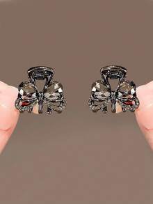 女士水晶花朵合金水钻发夹，优雅奢华发饰，适用于发髻、派对、浪漫装饰，适合日常工作和通勤，发爪夹，发夹，发卡，发圈夹，秋冬季度假装扮，女士优雅爪夹