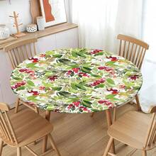 Water-Resistant Round Tablecloth With Elastic Edge For 40-44" Tables - Gift-holly Fruit - View 2