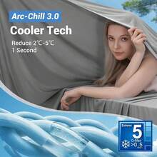 Manta refrescante Luxear-Chill® 3.0 Q-0.5+, Manta Fría Doble Cara Nylon% Sudores Nocturnos, Cobija Enfriadora Verano, Manta de Enfriamiento Fresca Uso en Cama/Sofá/Viajes 200x220 - gris - Ver 9