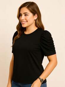 Women's Princess Puff Sleeve Blouse - Black - View 2