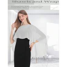 Baoqiya Women's Capelet Shawls And Wraps For Evening Dresses Soft Bridesmaid Shawl Chiffon Cape Wedding Cover Up{"Color_name":"Grey"} - 灰色 - 查看 7