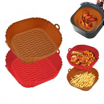 1个多功能方形硅胶烤盘，空气炸锅烤盘，耐热，适用于家庭烘焙，烤箱烤盘