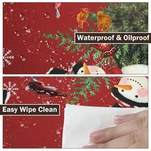 Water-Resistant Round Tablecloth With Elastic Edge For 40-44" Tables - Gift-snowman Tree a - View 3
