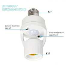 E27 Motion Sensor Switch Lamp Base, Adjustable Delay Switch, Lights Up When People Approach, White Base, Easy Installation, Suitable For Home Use, No Battery Required Light Fixture Conversion Socket