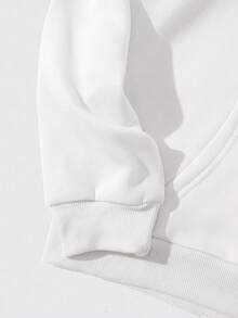 Sudadera hoodie sweatshirt dama mujer con gorro capucha, manga larga estampado pequeño caballero minimalista clásico otoño invierno - Blanco - Ver 3