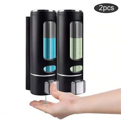 2 piezas Dispensador de jabón manual de 400 ml, Con pegamento sin uñas, dispensador de jabón de pared, dispensador de jabón de gel líquido,contenedor de champú para baño, cocina, hotel