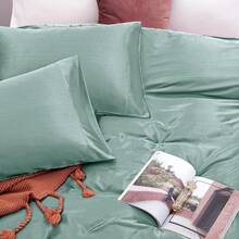Silky Soft Pink Twin XL Satin Bed Sheets Set, 1 Deep Pocket Fitted Sheet + 1 Flat Sheet + 1 Pillowcase,  In 2025 - 薄荷綠 - 查看 5