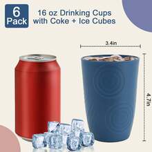 Wheat Straw Cups - 16 OZ Plastic Drinking Glasses Reusable, Large Drinking Cups, Lightweight Kitchen Cups Sets Of 6, Microwave & Dishwasher Tumbler (Multicolor) - 黑色,灰色 - 查看 12