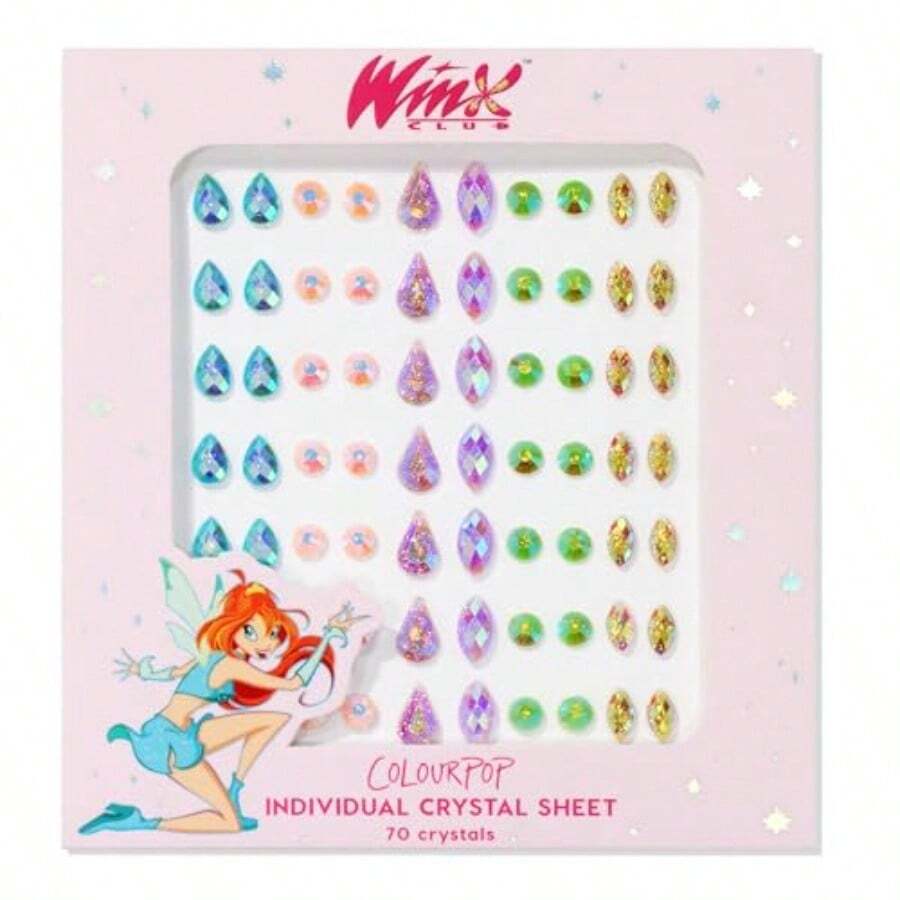 ColourPop  Face Jewels Sticker Sheet Individual Reusable Rhinestones For Face And Body SelfAdhesive And Easily Removable Includes Blue Pink Purple Green Orange Crystals 1 Count - như hình ảnh - Xem 1