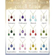 Women Jewelry Set Silver/Gold Plated Teardrop Pendant Necklace Dangle Drop Earrings Dangling Sets Birthstone Crystals Rhinestone,Birthday Anniversary Wedding Mother's Day Gifts For Women{"Color_name":"12.December-YellowGoldPlated|Blue"} - 12.十二月-黃金鍍層|藍色 - 查看 5